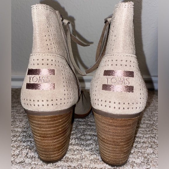 Toms, open toe, suede booties. Size 6.5, barely worn. - Picture 2 of 5